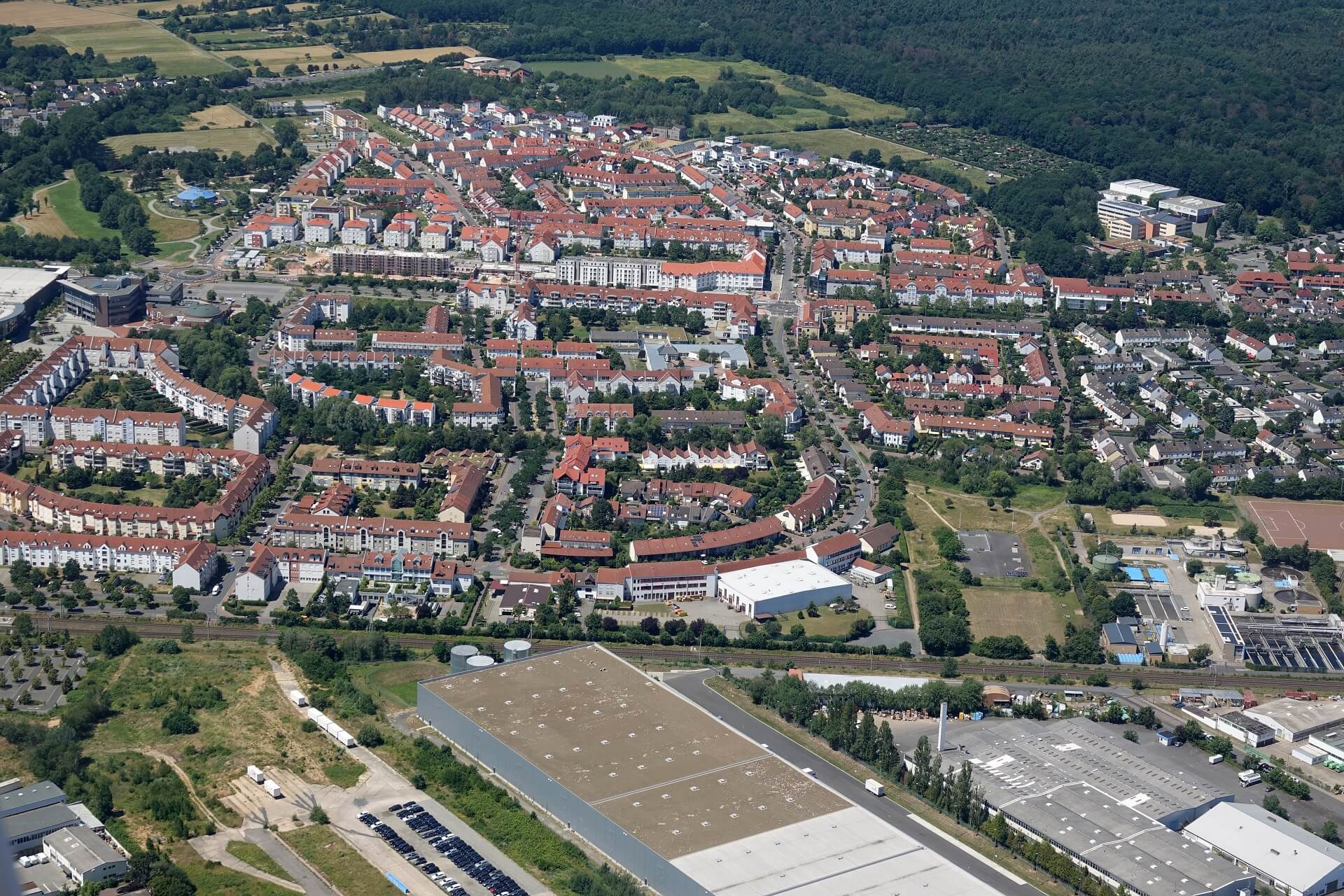 Blick von oben auf Dietzenbach