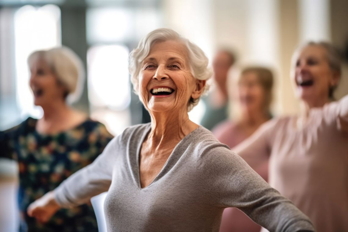 Rentner beim Lachyoga