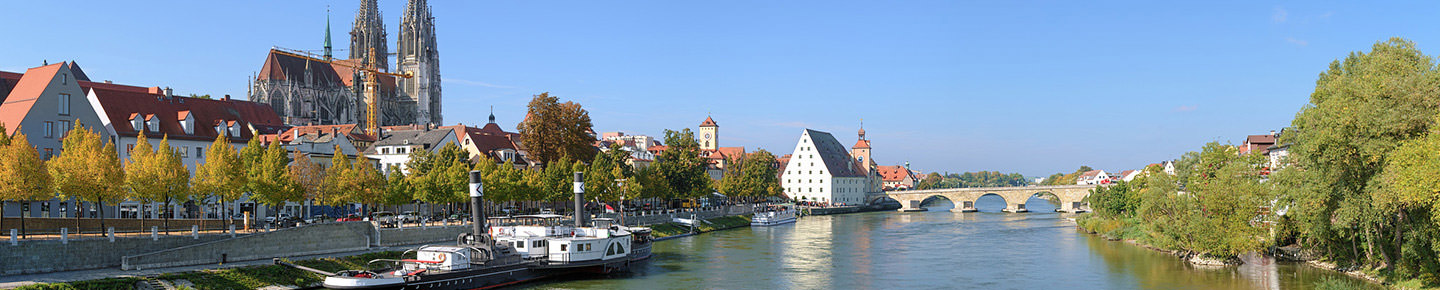 Altstadt-Panorama an der Donau in Regensburg