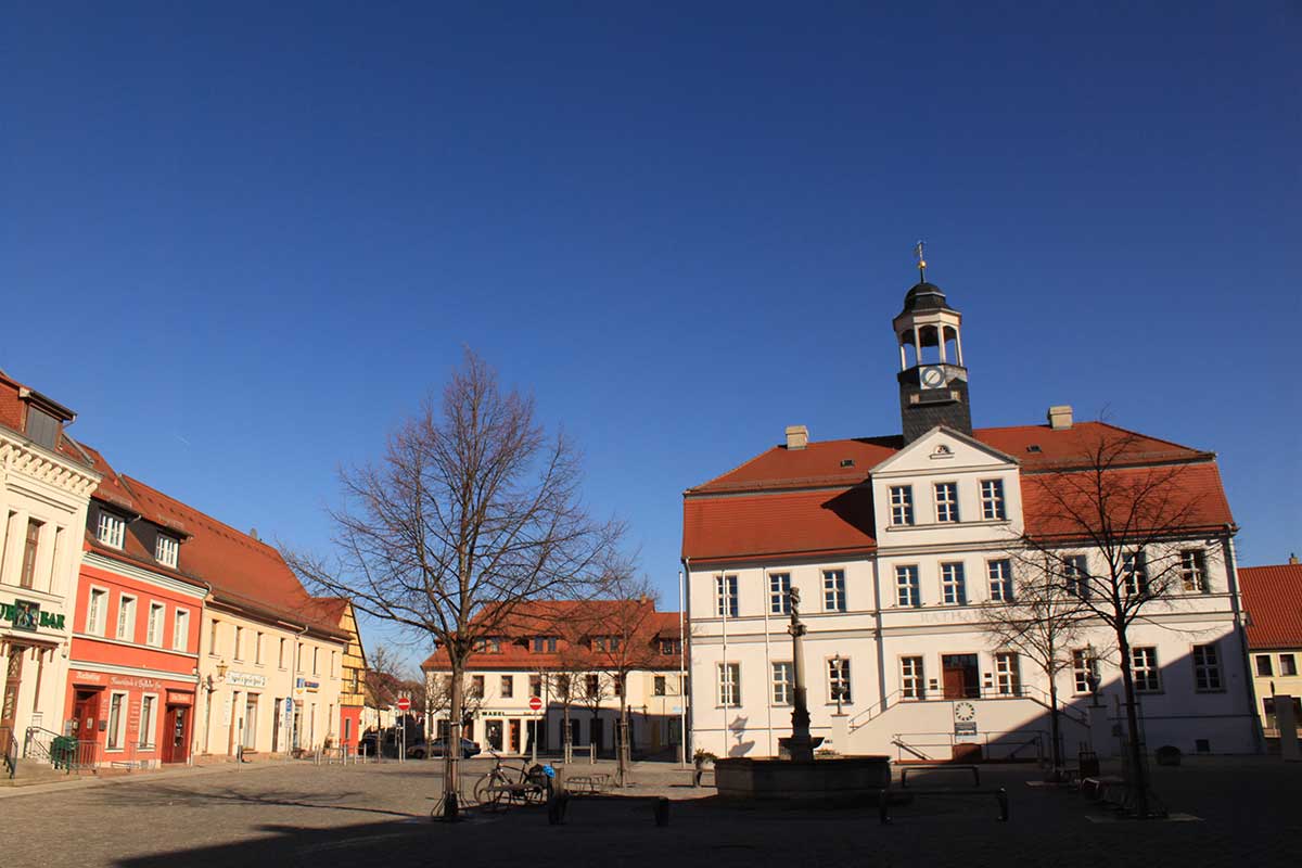 Blick auf Rathaus in Bad Düben
