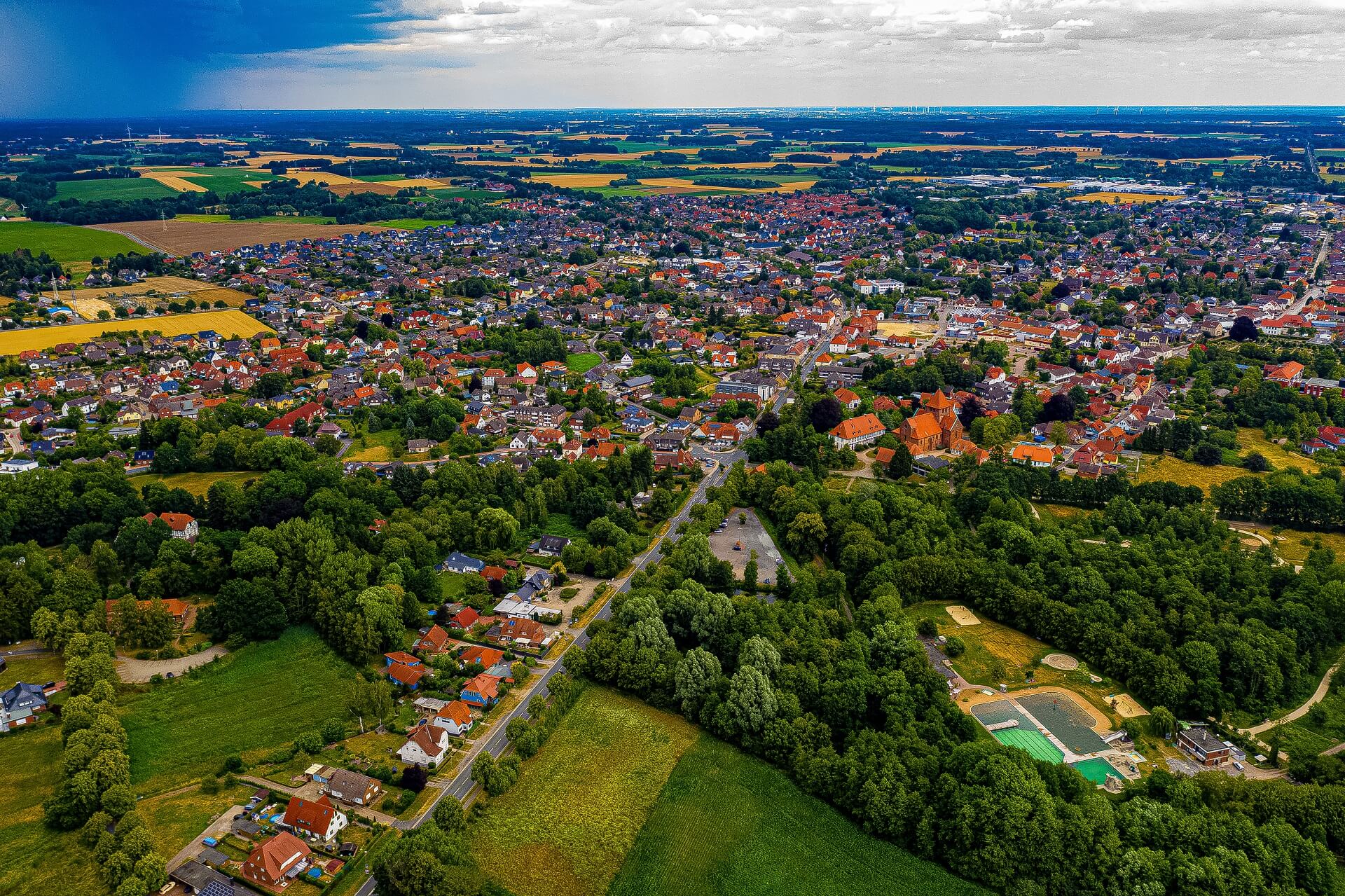 Stadt Bassum in Niedersachsen aus der Luft