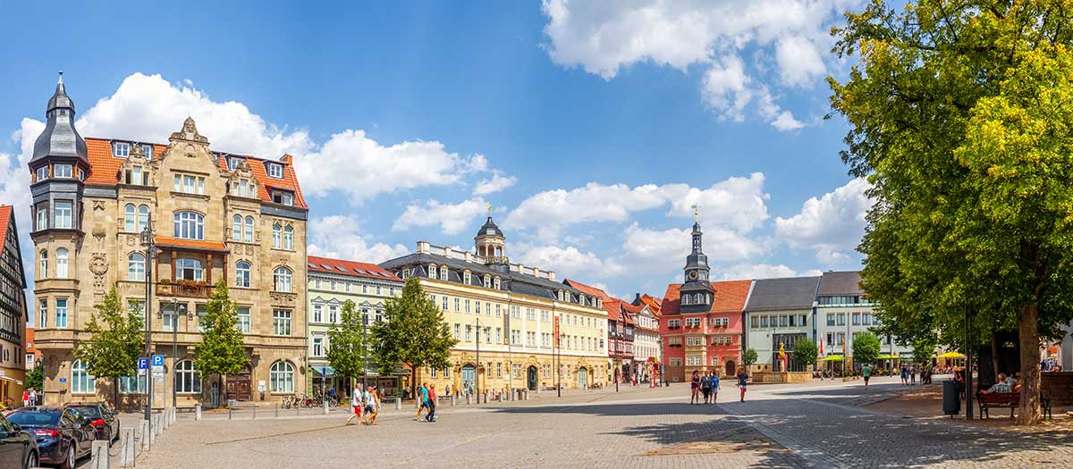 Innenstadt von Eisenach mit historischen Gebäuden