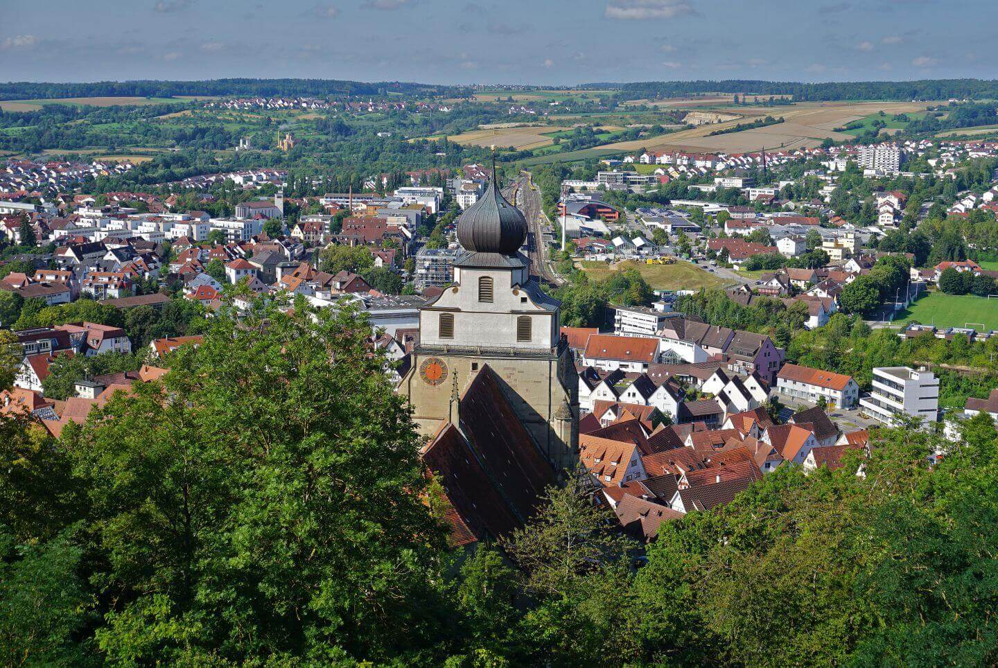 Blick auf Herrenberg mit Stiftskirche in Baden Württemberg