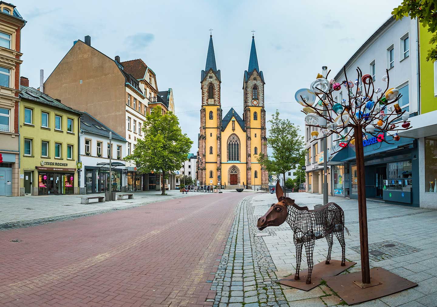 Innenstadt mit Kirche in Hof