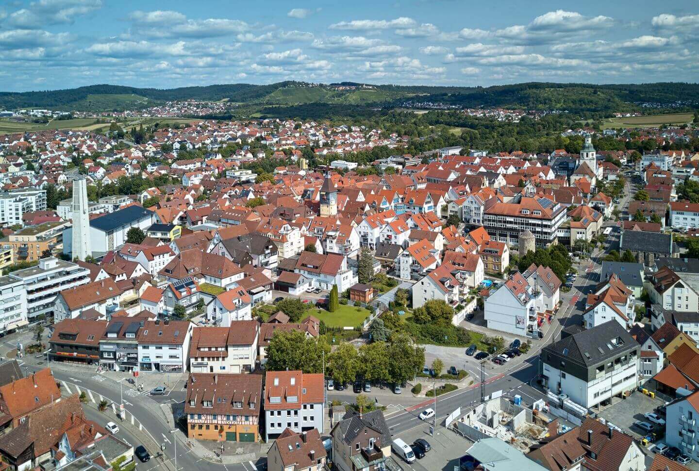 Blick auf die Innenstadt von Winnenden